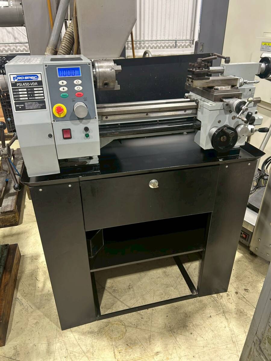 PROSPECTOOLS　プロスペック　卓上旋盤　PSL450-VDR　芯間450㎜　架台つき　単相100V　旋盤　Lathe　レース　Turning Machine　※動画あり