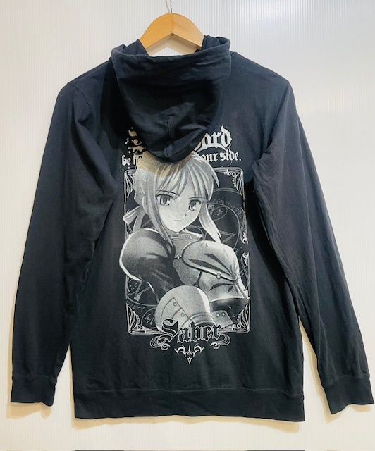 二次元 COSPA コスパ Fate stay night フェイト ステイ ナイト SABER セイバー スウェット ジップ パーカー ブラック Mサイズ