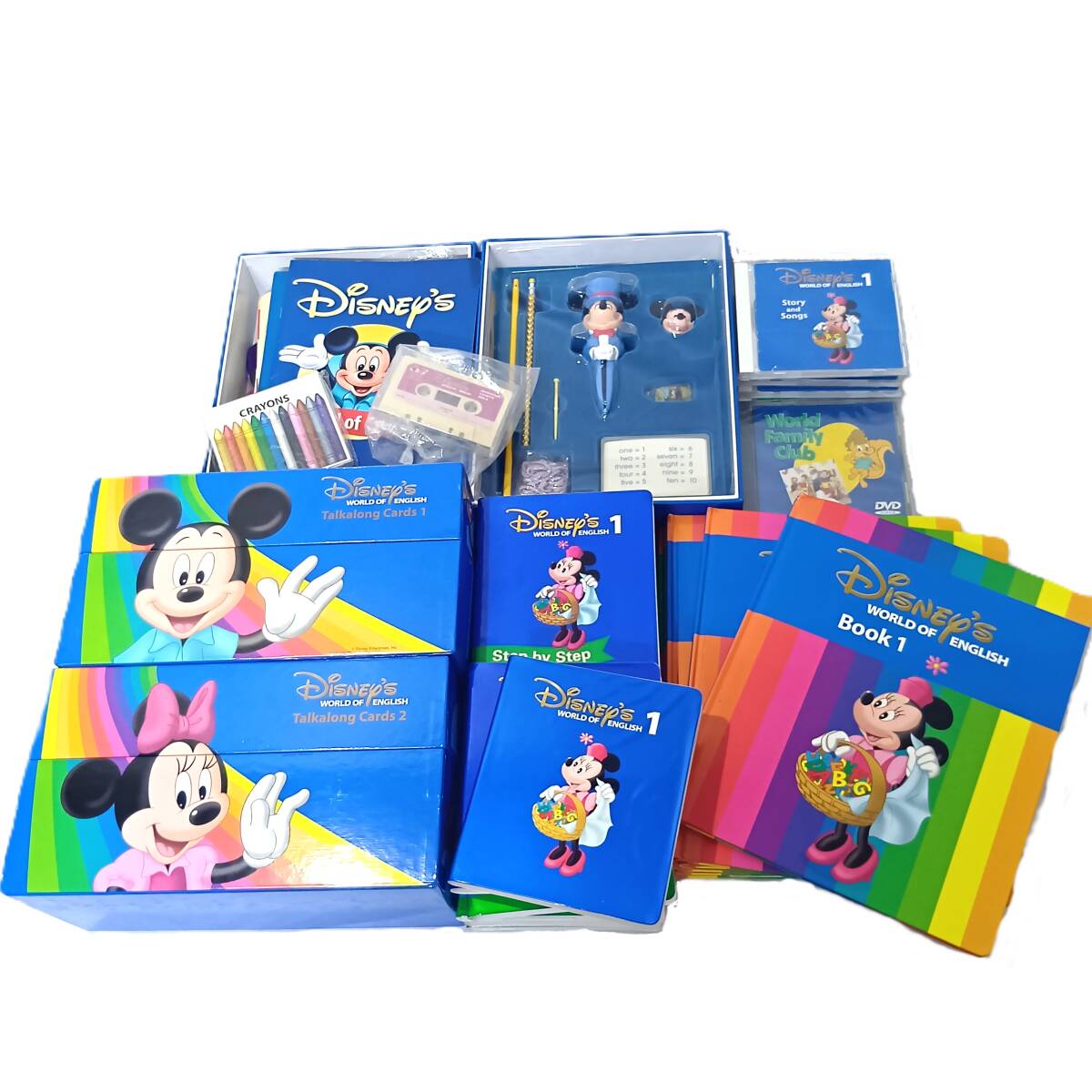 【8638】1円スタート★ディズニー 英語教材まとめ Disney ワールドオブイングリッシュ DWE 絵本 CD 英語 外国語 教材 テキスト 教科書 育児