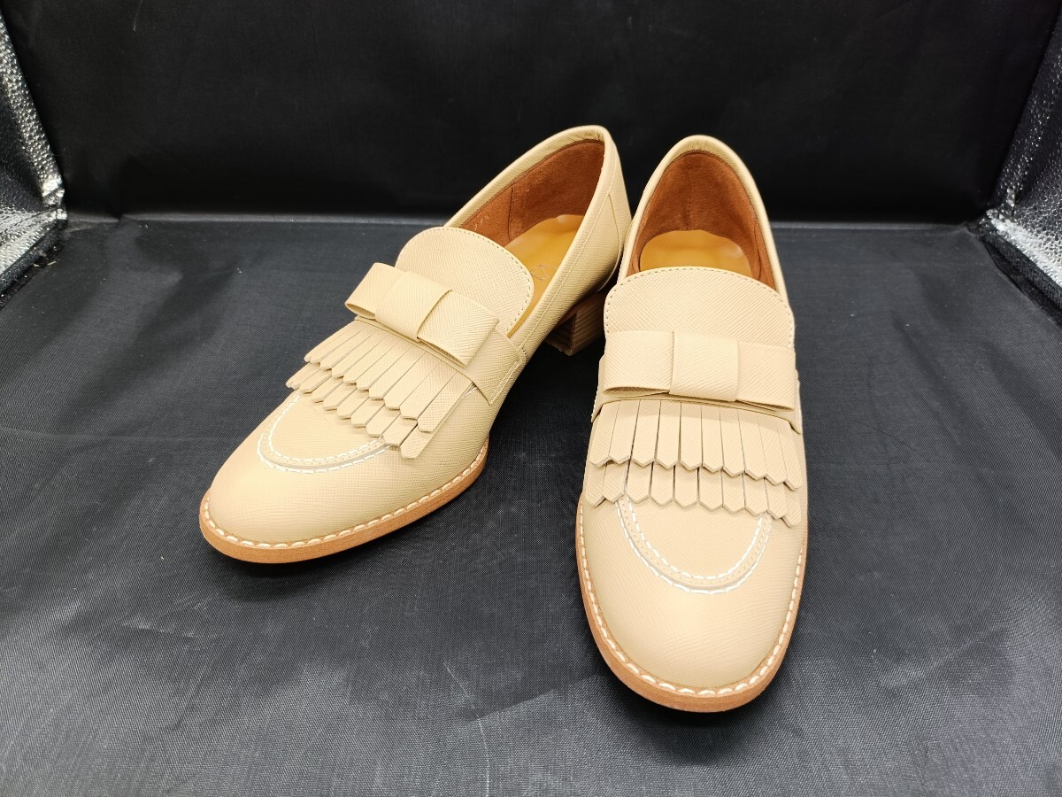 SHOE GALLERY OTA パンプス リボン ベージュ系 約23.5cm PZ1307 BGO-25S レディース ヒール ローファー シューズ 中古