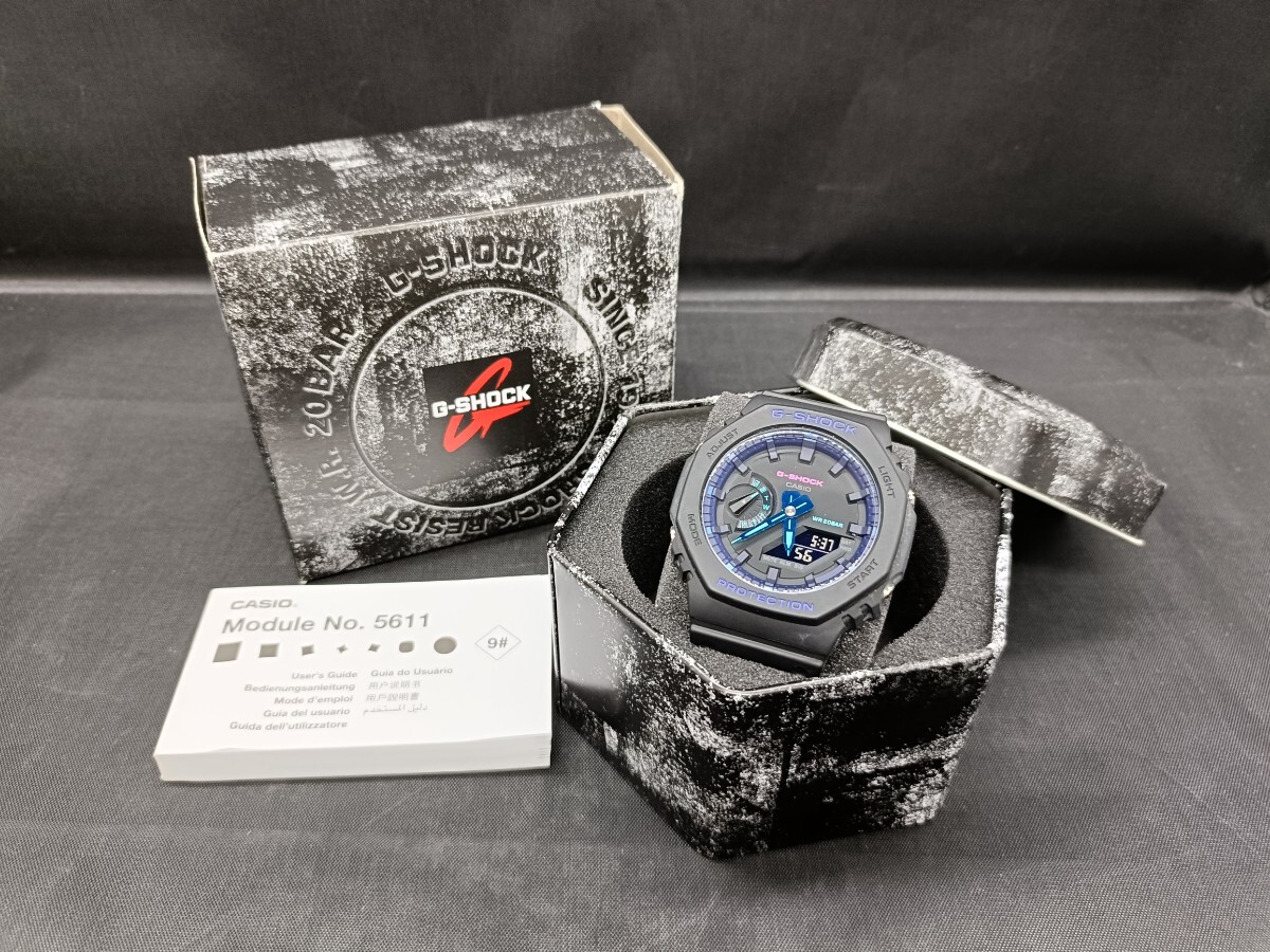 G-SHOCK Gショック CASIO カシオ アナデジ GA-2100VB 腕時計 ジーショック ラバーベルト ブラック系 稼働品