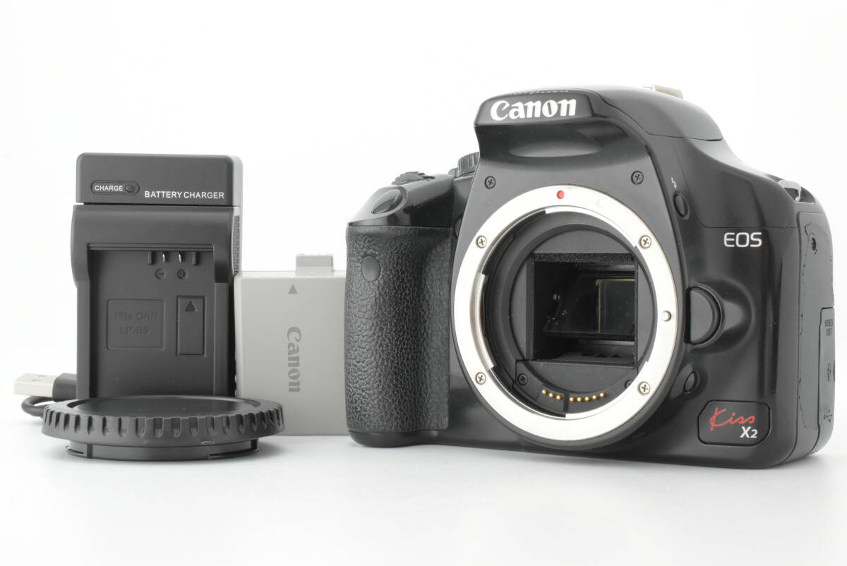 シャッターカウント 55443回 以下 Canon キャノン EOS Kiss X2 Black デジタル 一眼レフ カメラ Digital Camera ボディ 黒 EF-TN-JP2153