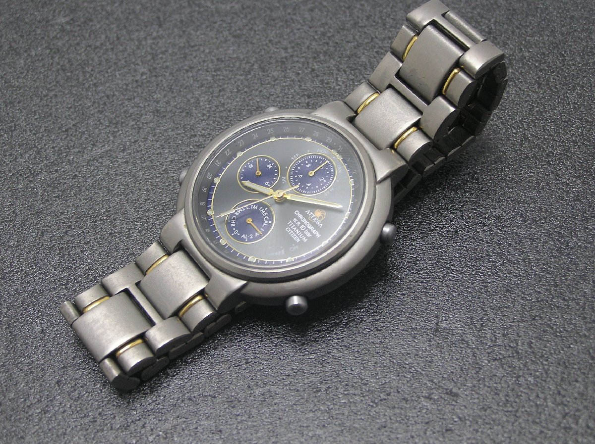 ★ハローカメラ★ 0956 CITIZEN シチズン アテッサ ATTESA クロノグラフ 6850‐G84101 腕時計 ジャンク 1円スタート