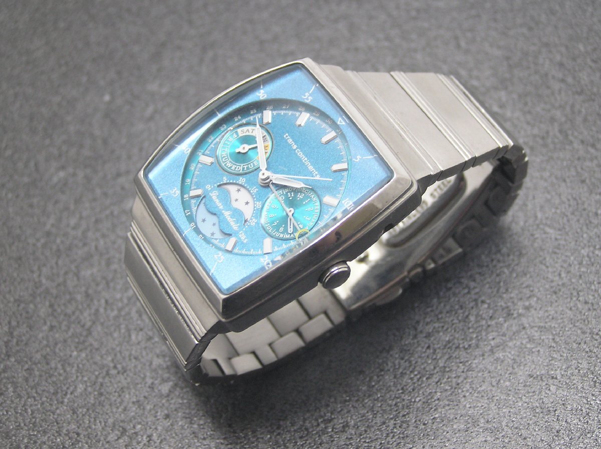 1円スタート★ハローカメラ★ 0967 TRANS CONTINENTS トランスコンチネンツ クォーツ 腕時計 メンズ ジャンク 要修理