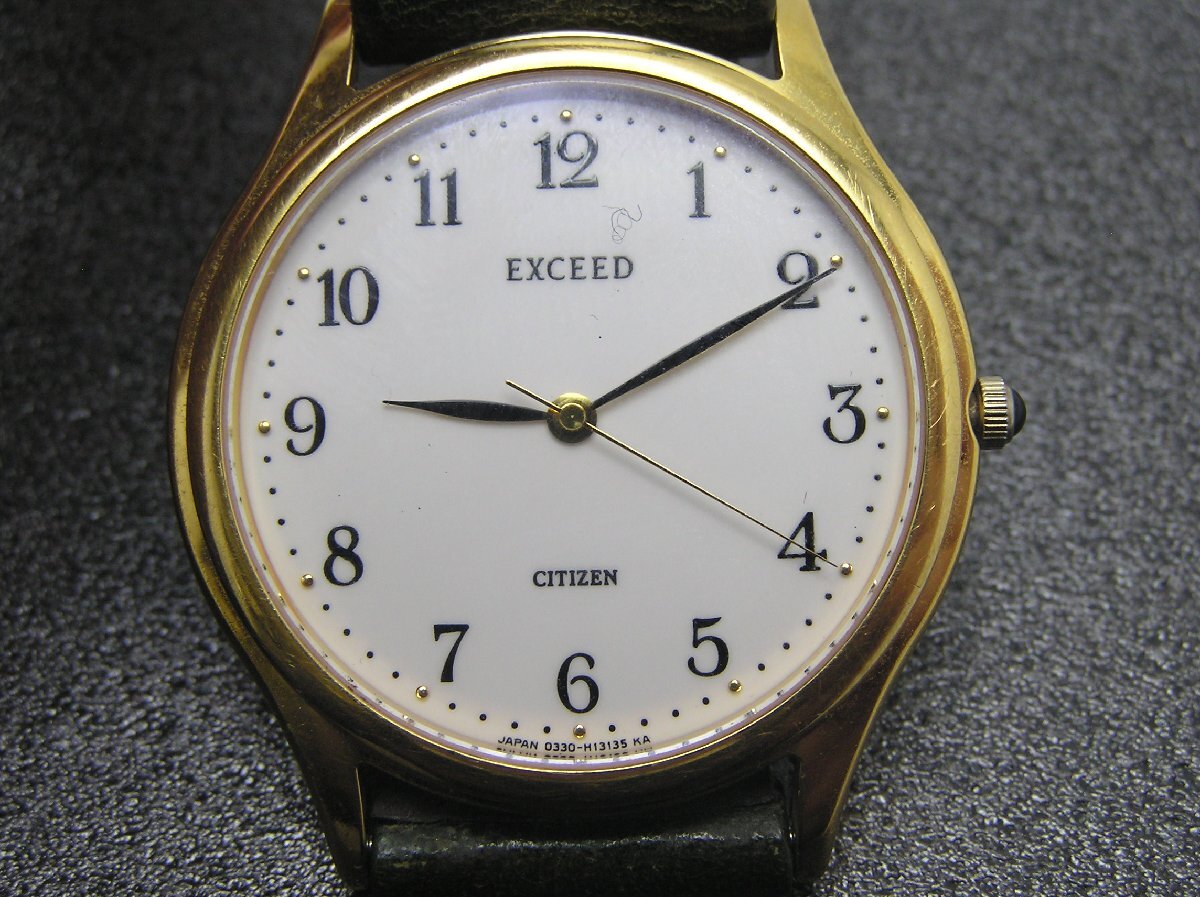 1円スタート★ハローカメラ★0975 CITIZEN シチズン EXCEED 腕時計 メンズ クォーツ 0330-H13115 ジャンク 要修理