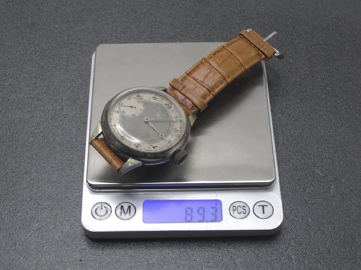 ★ハローカメラ★ 1091 OMEAGA Ω オメガ 手巻き 腕時計 動作品 スモセコ 0.800 刻印入り 銀製 アンティーク 1円スタート