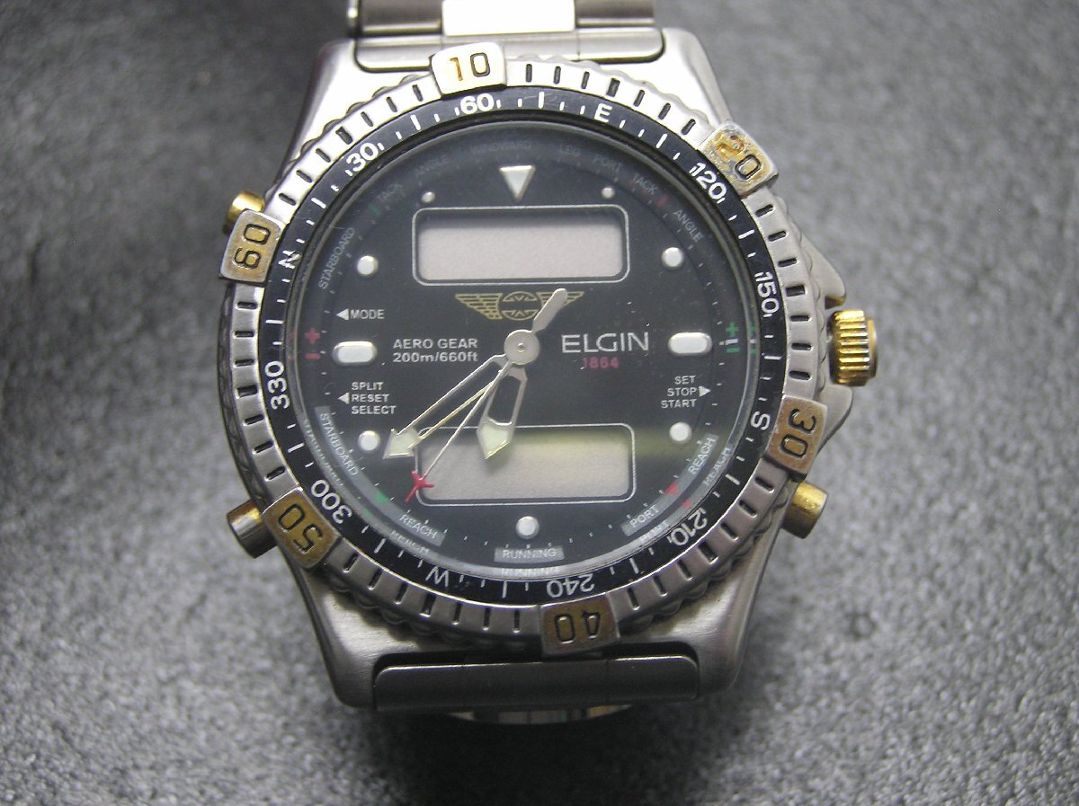 1円スタート★ハローカメラ★ 1096 ELGIN エルジン デジアナ 腕時計 ジャンク 要修理 FK-930E メンズ
