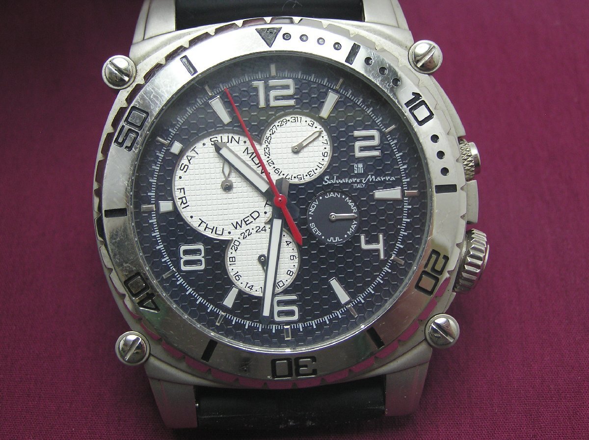 1円★ハローカメラ★1120 サルバトーレマーラ Salvatore Marra ITALY SM-9010SS 腕時計 ジャンク 要修理 クォーツ