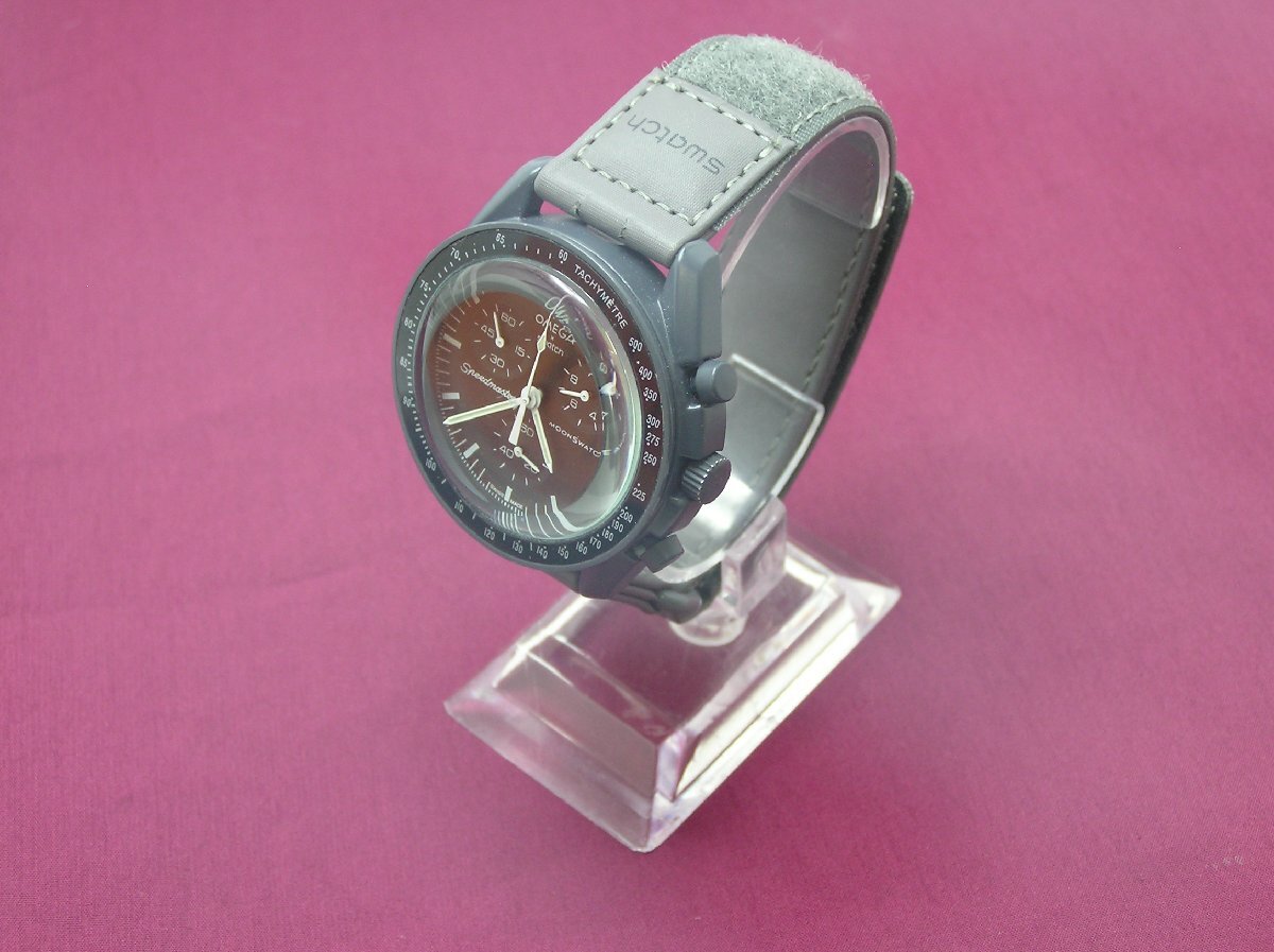 1円 ★ハローカメラ★1180 OMEGA オメガ MOONSWTCH MISSION TO MERCURY スピードマスターミッション グレー 腕時計 ジャンク扱い 要修理