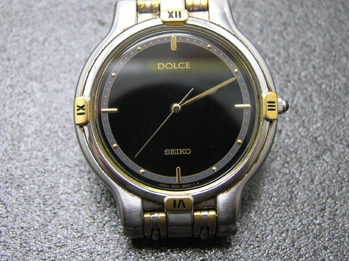 1円★ハローカメラ★ 1199 SEIKO セイコー ドルチェ DOlce メンズ クォーツ 腕時計 ジャンク扱い 要修理 5E31-6B90
