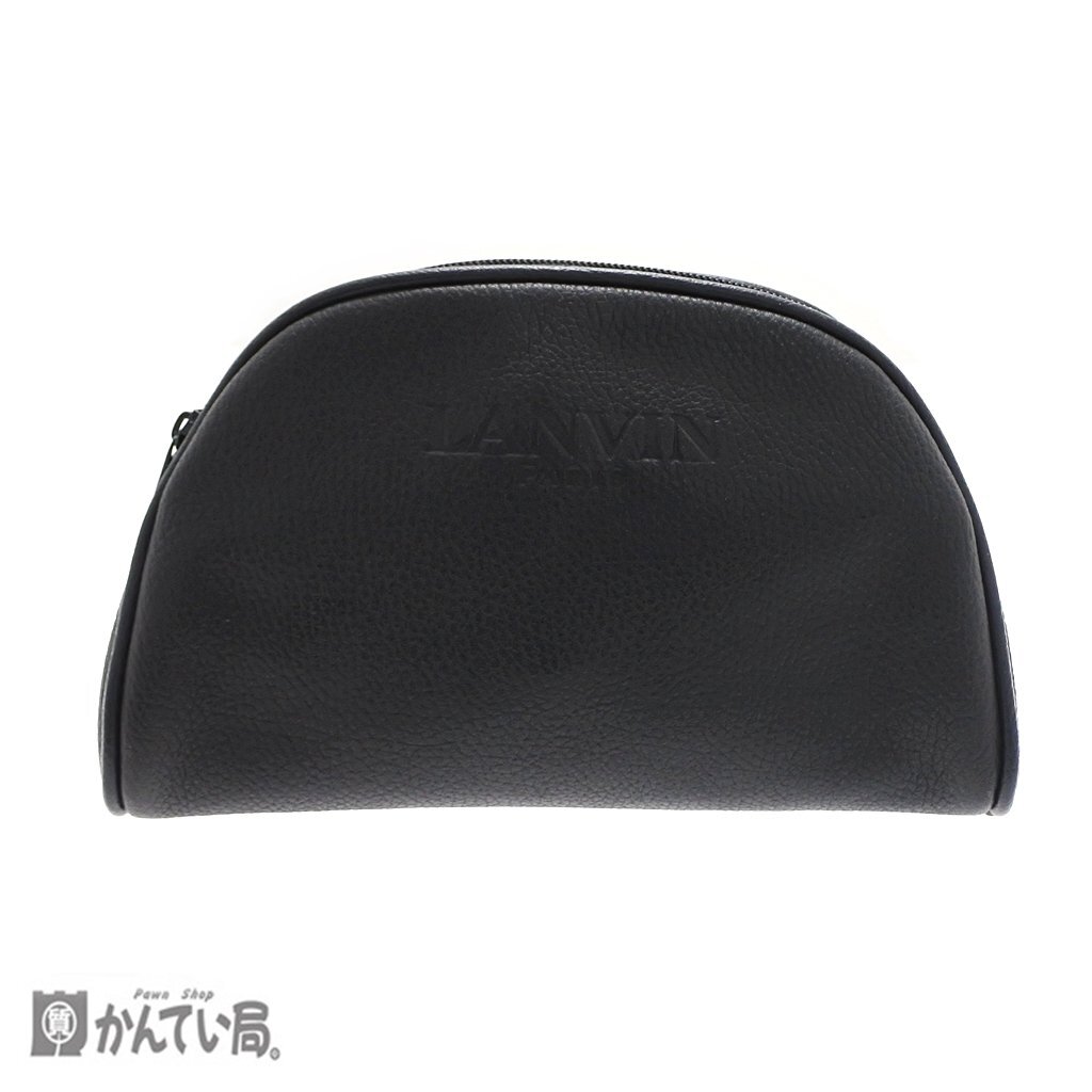 LANVIN ランバン ポーチ レザー ブラック 黒 ファスナー開閉式 小物入れ 収納ポーチ マルチケース 男女兼用 レターパックプラス発送