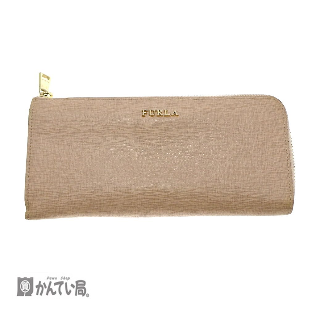 FURLA フルラ ピンクベージュ L字ファスナー 長財布 レディース 大人 シンプル 可愛い クリックポスト発送 レザー ロングウォレット