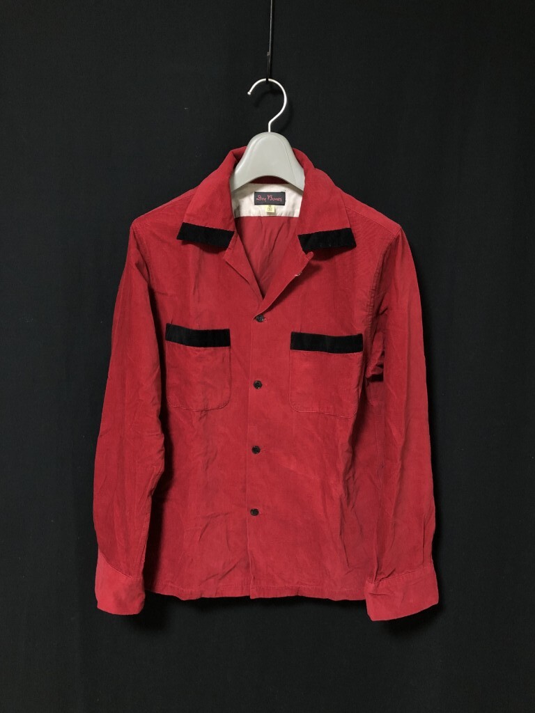 ◆DRY BONES 長袖シャツ　コーデュロイ　開襟長袖シャツ　オープンカラー　サイズ36 S　50s　ロカビリー　2TONE　日本製