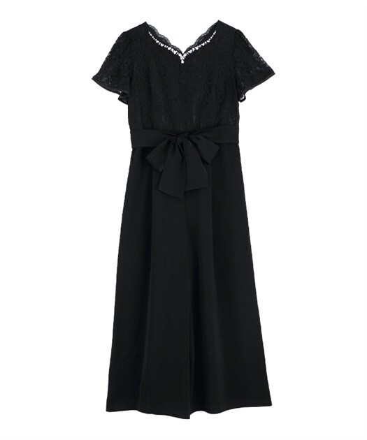 【送料無料・匿名配送】新品タグ付き axes femme アクシーズファム レースドッキングコンビネゾン グレー ワンピース ドレス 黒