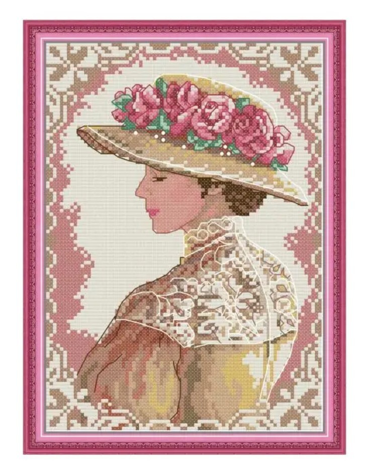 クロスステッチキット エレガントレディ Elegant lady 貴婦人 14CT 布に図案印刷なし 刺繍