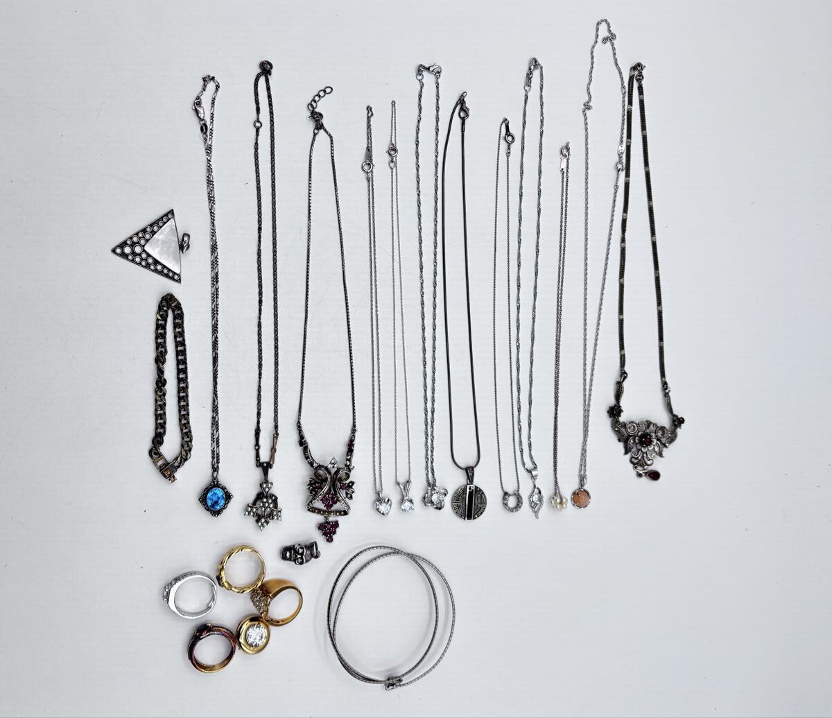 【AC-49】 シルバー　アクセサリー　全てSV925　指輪　ネックレス　ブレスレット　総重量0.12㎏　現状品