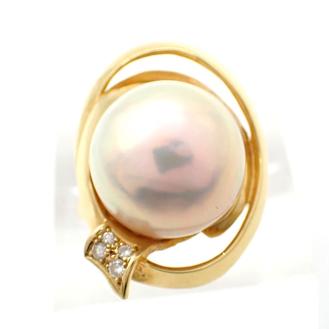 田崎真珠 タサキ TASAKI 11号 13㎜ マベパール ダイヤ ダイヤモンド 0.04ct リング 指輪 K18 750 イエローゴールド ジュエリー K18YG 4735