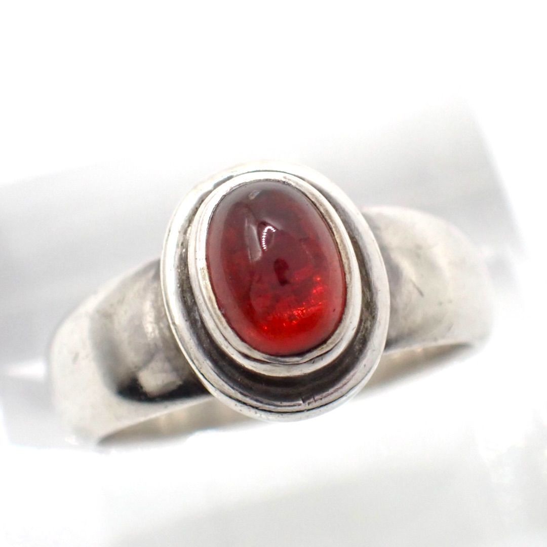 Georg Jensen ジョージジェンセン 9号 #46C リング ガーネット 925 指輪 シルバー レッド アクセサリー オーバル 4748