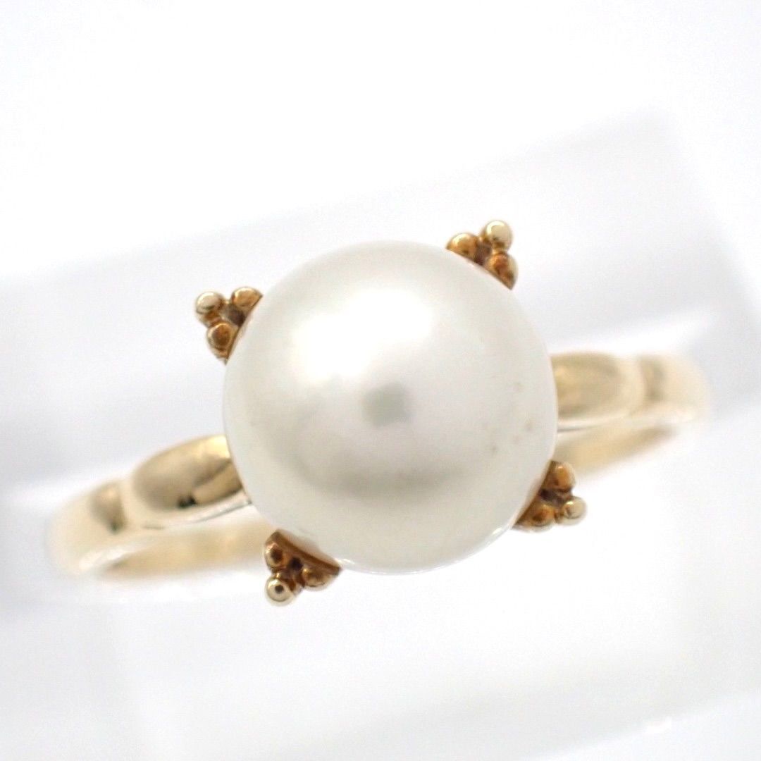 新品仕上げ済 MIKIMOTO ミキモト 8.2mm あこや 真珠 パール リング K14 12.5号 イエローゴールド ホワイト 指輪 ジュエリー 4671