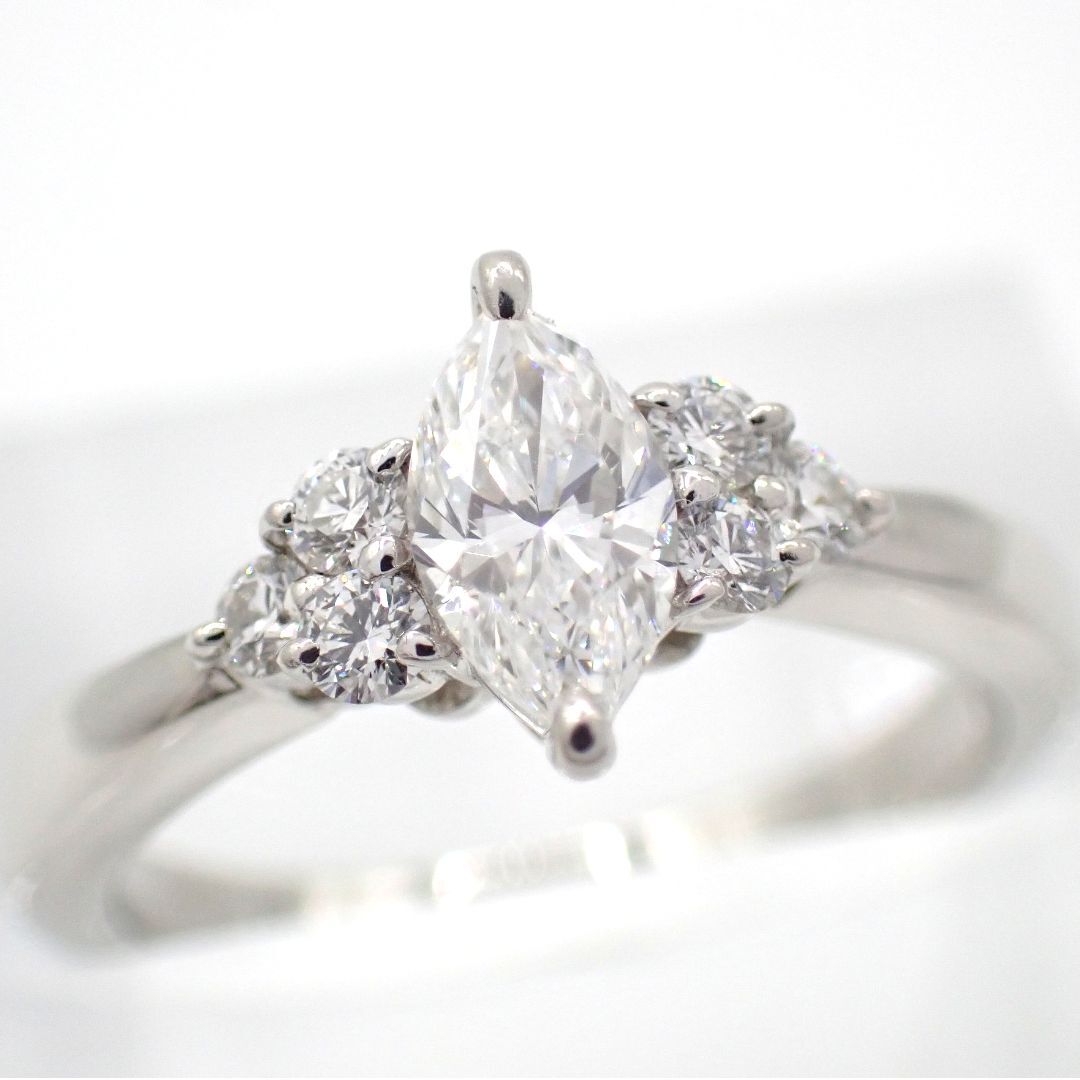 新品仕上げ済 MIKIMOTO ミキモト 0.47ct 0.17ct ダイヤモンド ダイヤ マーキス リング 9.5号 Pt950 指輪 ジュエリー プラチナ 4659