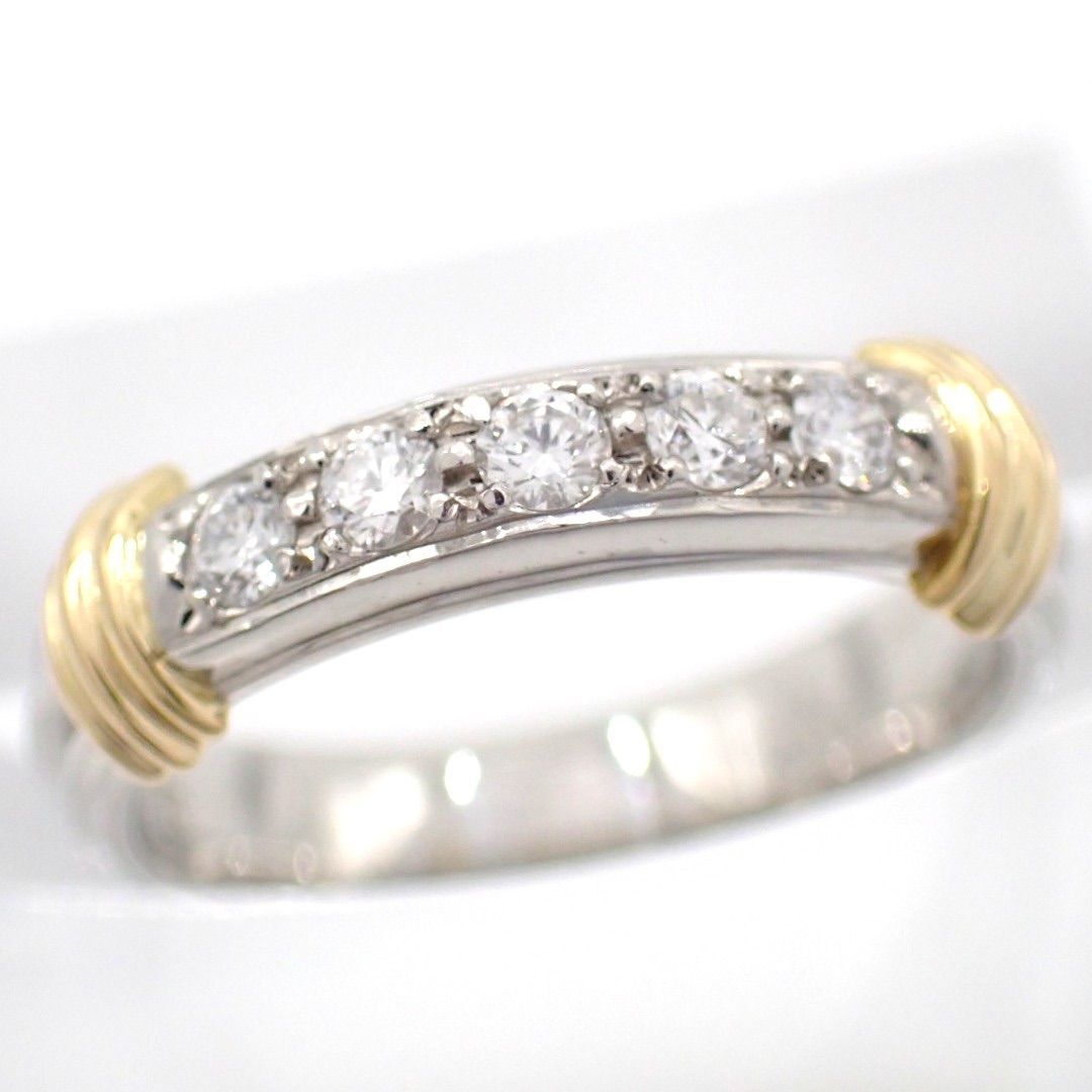 Christian Dior クリスチャンディオール 5P ダイヤモンド ダイヤ Pt950 750 K18 YG リング 指輪 5号 イエローゴールド プラチナ 4661