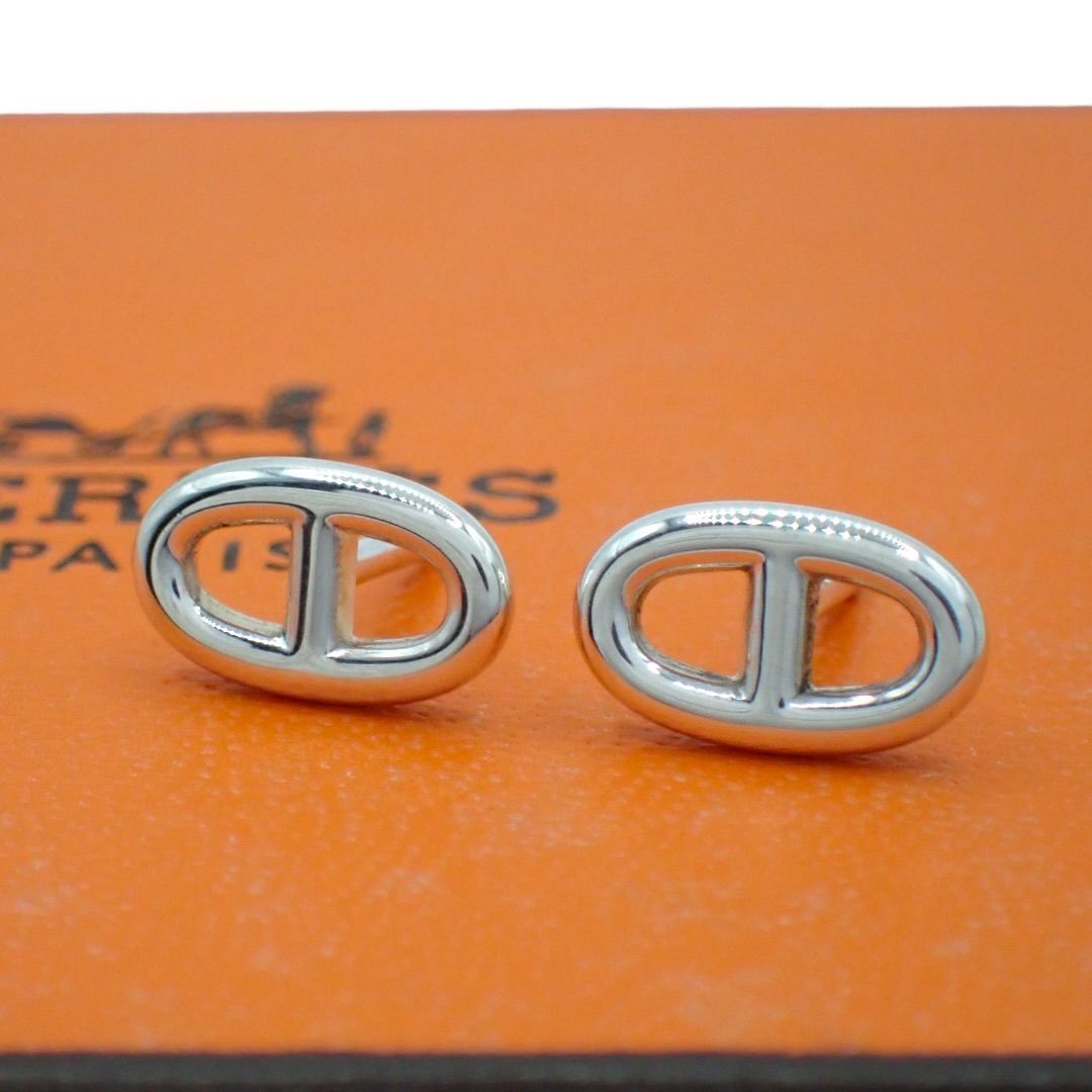 箱 HERMES エルメス シェーヌダンクル ファランドール ピアス 925 シルバー 4781