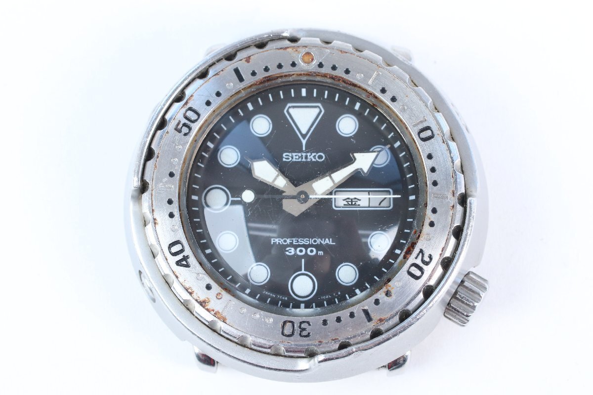 ★SEIKO セイコー プロスペック マリーンマスター ツナ缶 7C46-7010 クオーツ デイデイト メンズ 腕時計 フェイスのみ 1136-TE