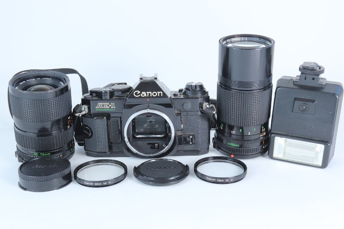 Canon キャノン AE-1/200mm F4/35-70mm F4/SPEEDLITE 155A フィルムカメラ フラッシュ ストロボ レンズ 1013-MS