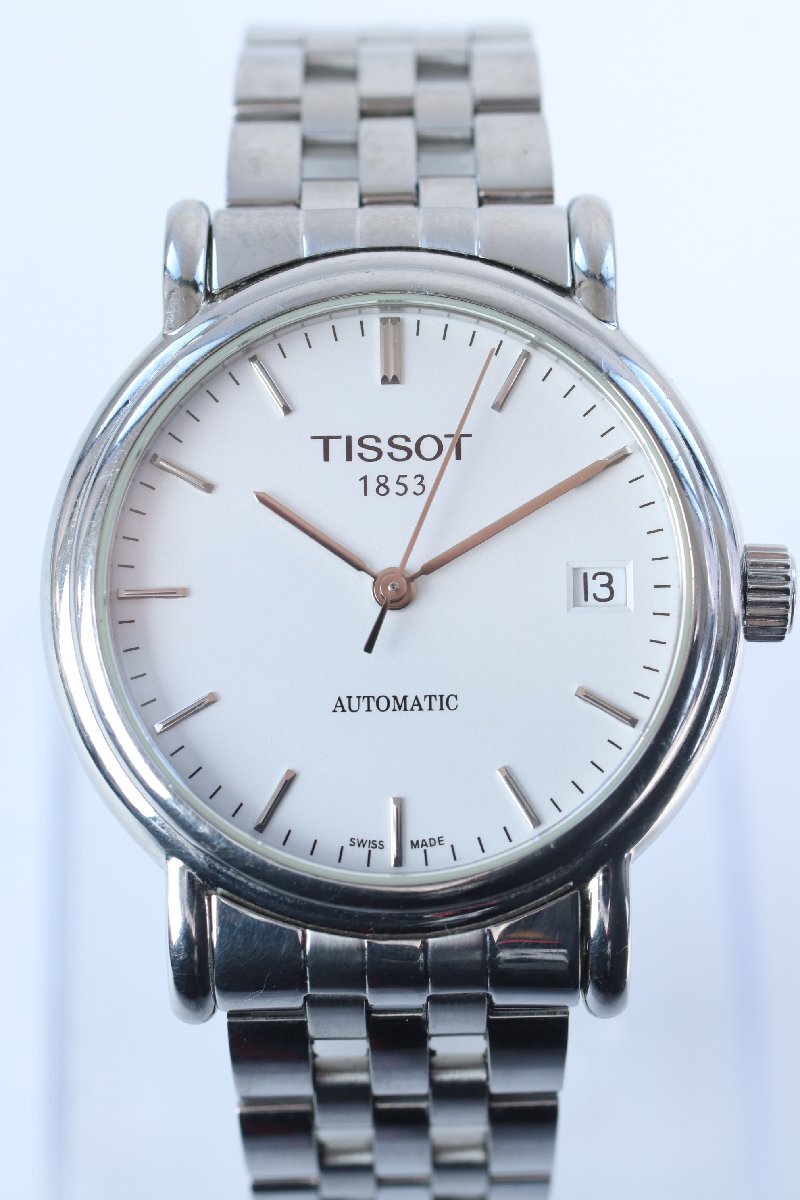 ★TISSOT ティソ カーソン ユングフラウ鉄道 敷設100周年記念モデル 白文字盤 自動巻き デイト メンズ 腕時計 稼働品 1152-TE