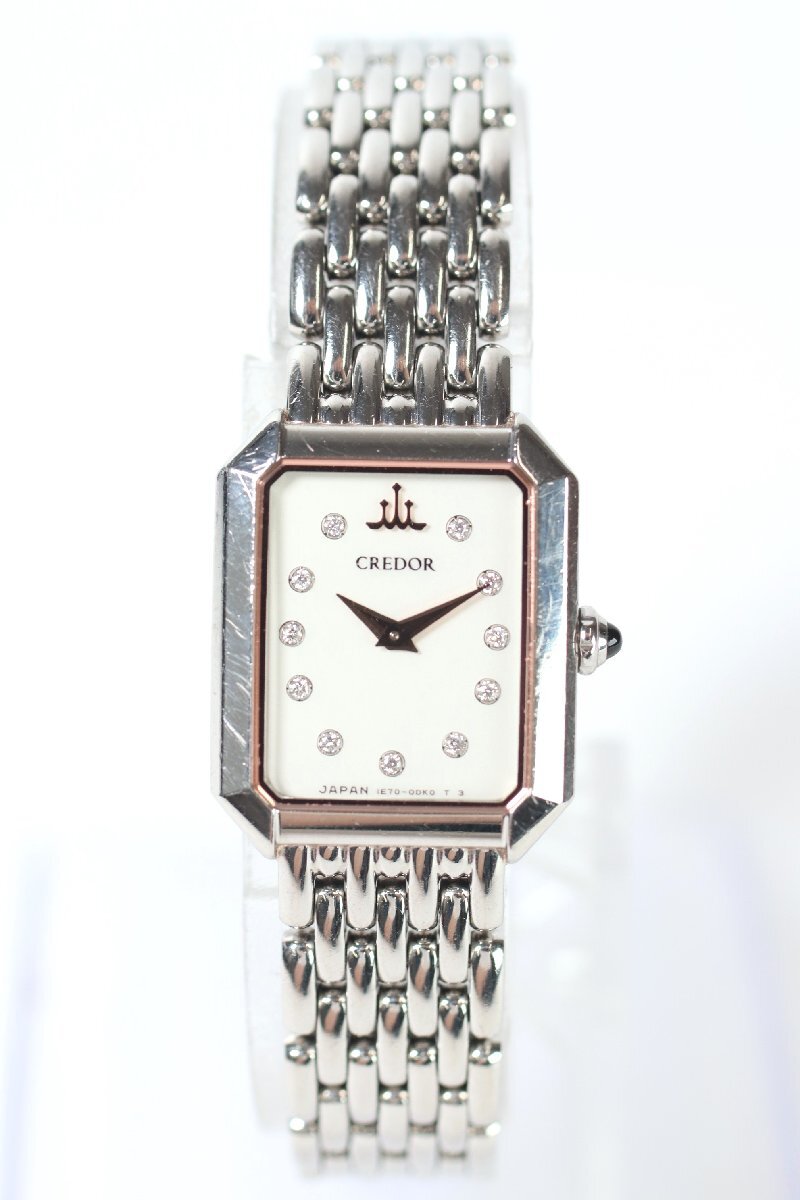 ★SEIKO セイコー CREDOR クレドール シグノ 1E70-0CH0 11Pダイヤ クオーツ レディース 腕時計 7698-TE①