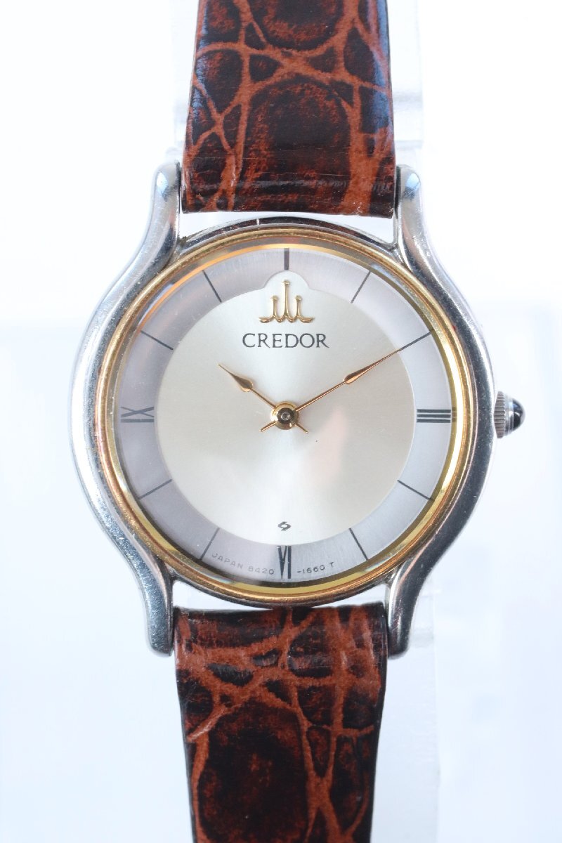 ★SEIKO セイコー CREDOR クレドール 8420-0150 18Kベゼル クオーツ レディース 腕時計 稼働品 1138-TE