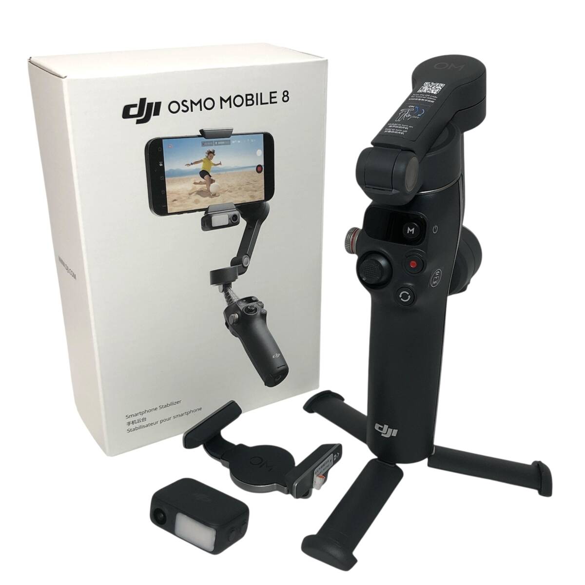 ＊【通電OK】DJI OSMO MOBILE 8 アドバンストトラッキングコンボ スマホ用 ジンバル 360℃水平回転 延長ロッド＆三脚内蔵 箱/取扱説明書