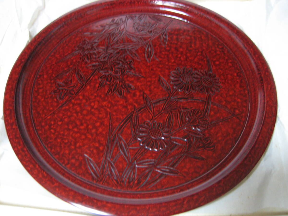 後藤塗　香川漆器　丸盆　40.5X3