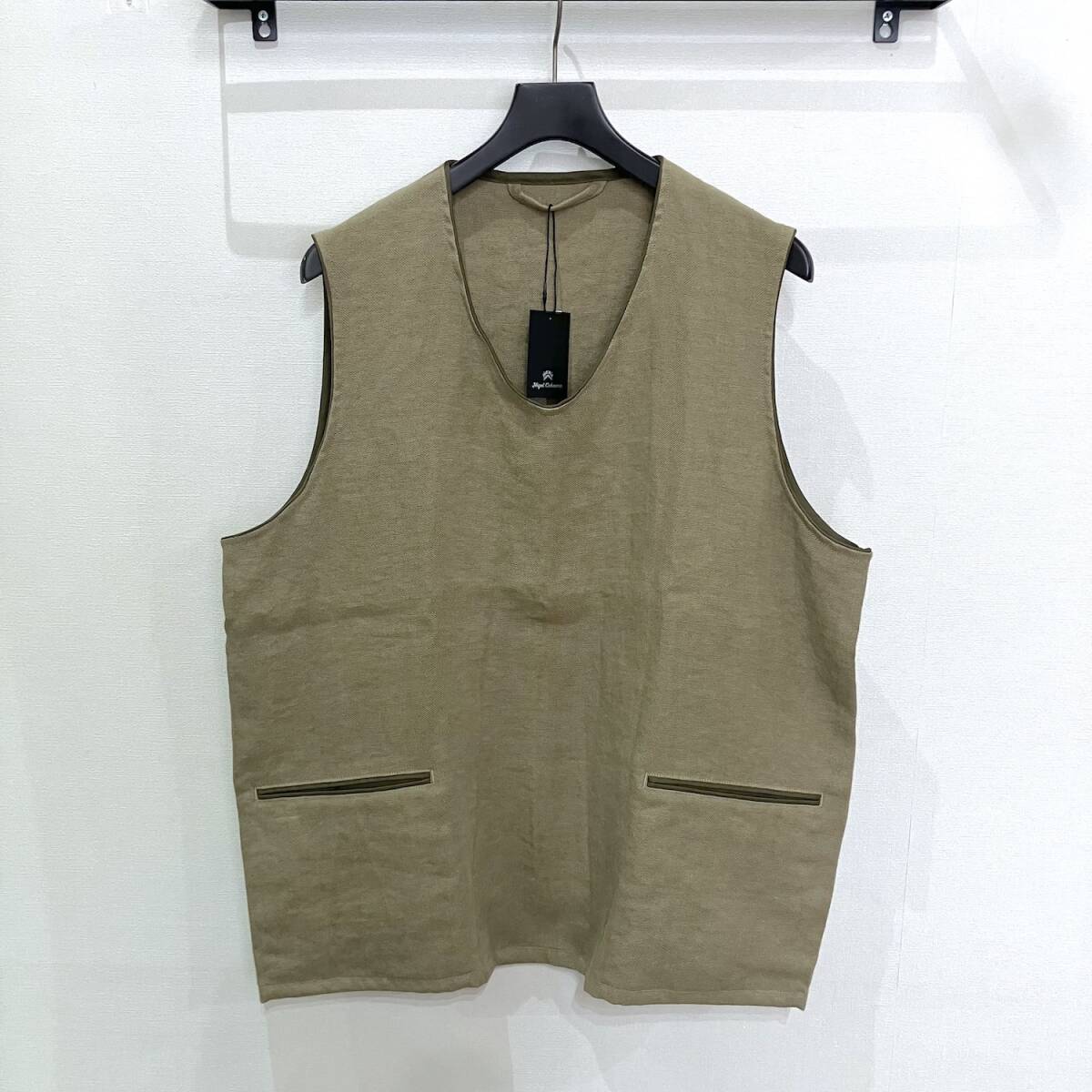 新品 Nigel Cabourn ナイジェルケーボン FRENCH WORK VEST LINEN PIN OX ベスト 48
