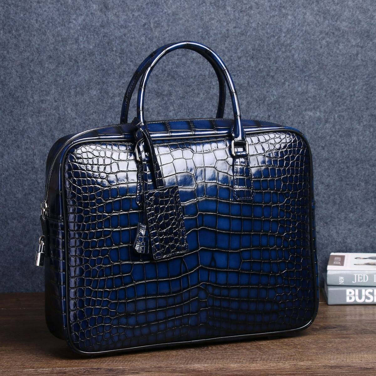 ワニ革 本革 ビジネス バッグメンズ 2way ショルダー 手提げ バッグ 17インチPC対応 出張 就活 面接 バッグクロコダイル革 ブリーフケース