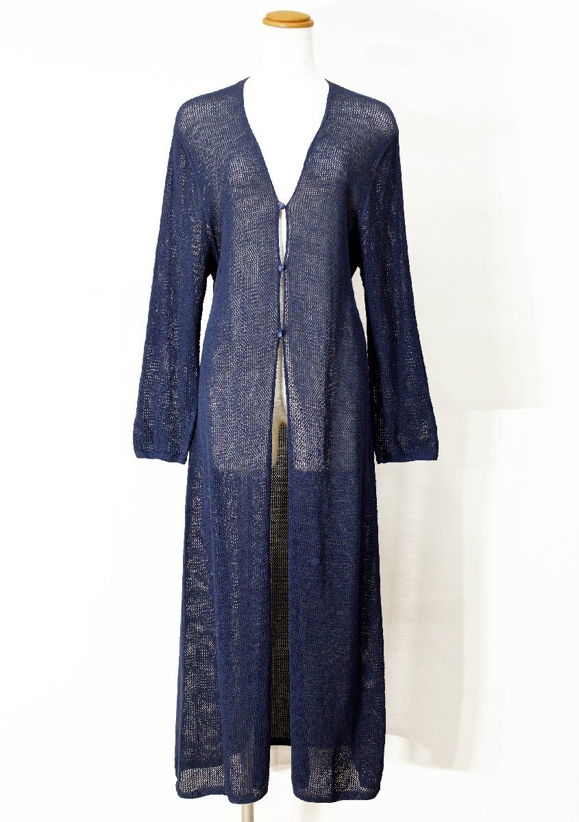 ☆美品☆SYBILLA PLAYAシビラ/洗えるリネン混ロングニットカーディガン定価3.3万:M/紺yy562