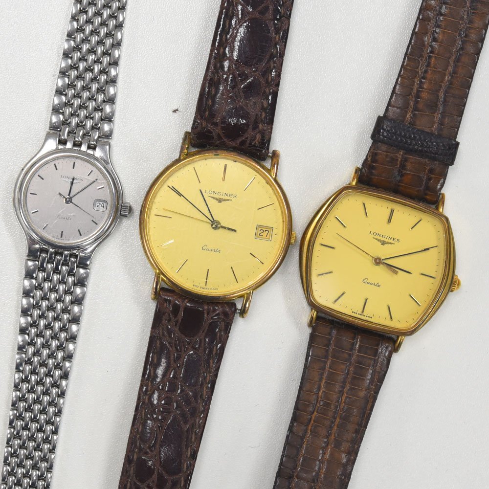 1円 不動品 腕時計 3本 ロンジン クォーツ メンズ レディース まとめて 同梱不可