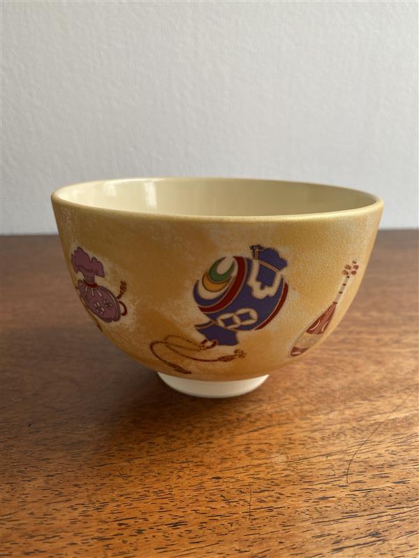 F73 加藤藤山 宝尽くし 茶碗 抹茶碗 茶道具 陶印有り