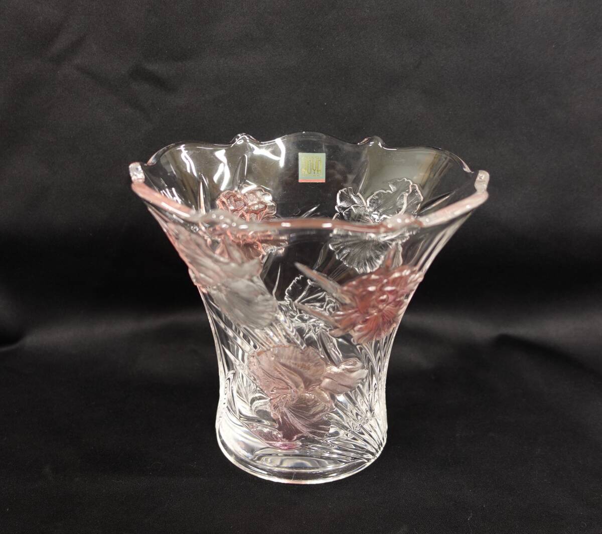 HOYA　ホヤ　CRYSTAL　クリスタルガラス　花瓶　花器　花入　ピンク花