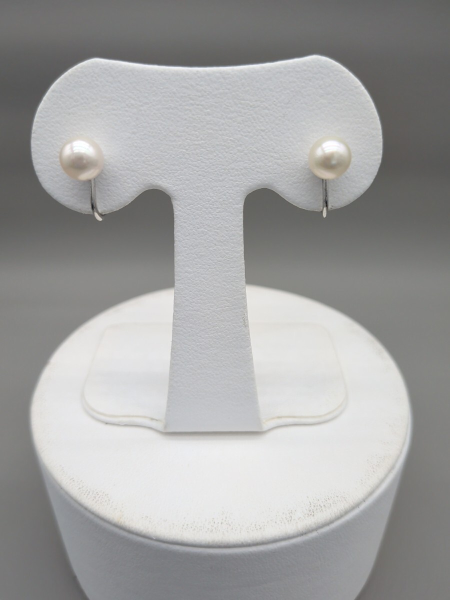 e①あこや本真珠 イヤリング 約7.2mm 7.1mm オーロラ系 SILVER