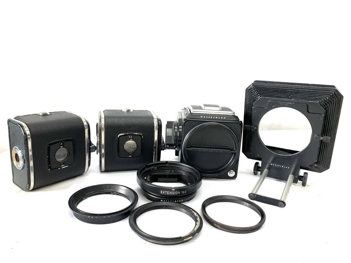 HASSELBLAD ハッセルブラッド 503CX RE フィルムマガジン12 2個 エクステンション16E 蛇腹レンズフード セット 動作未確認 現状品 Y691-24