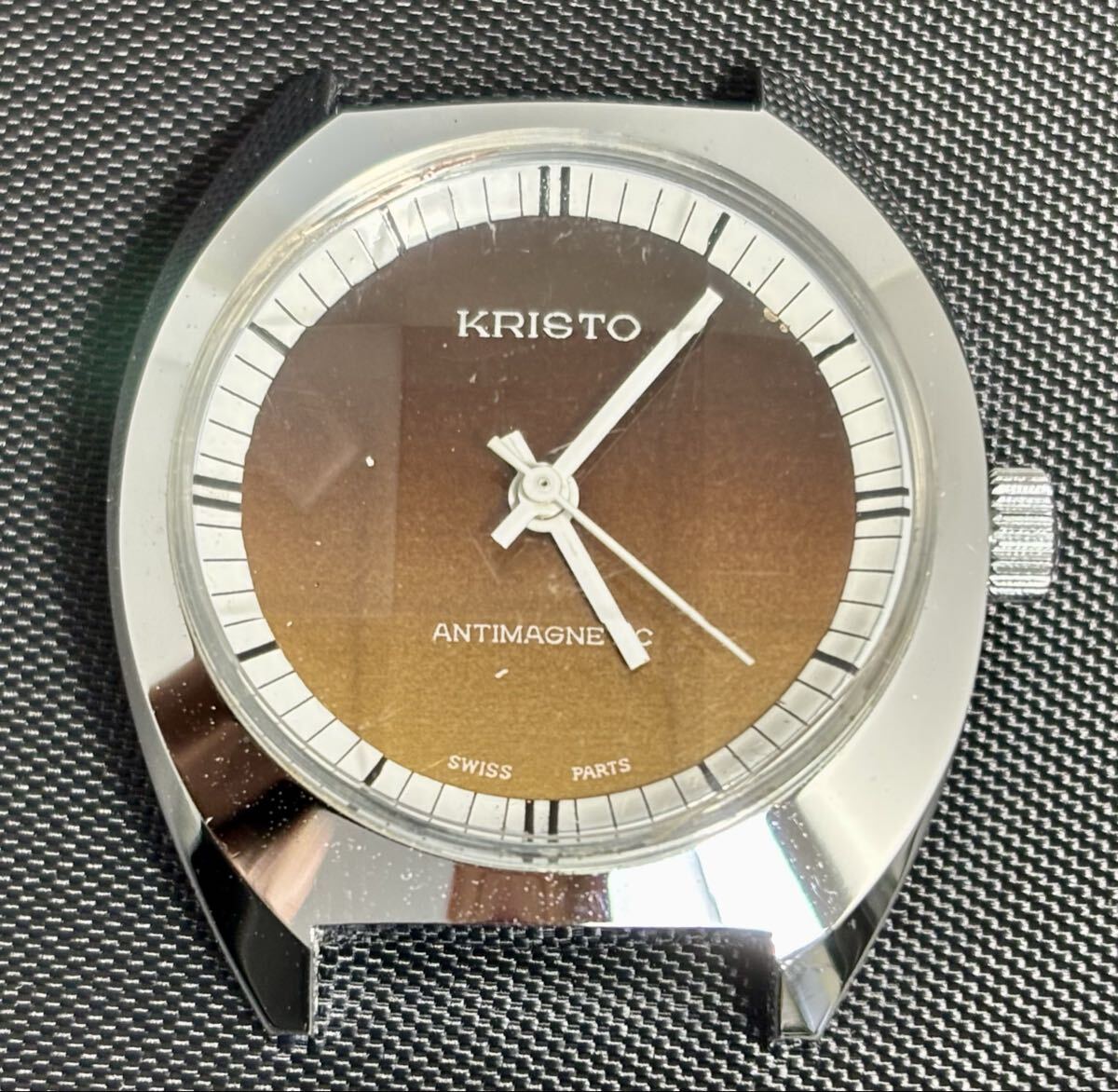 ★ KRISTO 手巻き 9面カット ANTIMAGNETIC SWISS PARTS シルバー レトロ ヴィンテージ 腕時計 31608