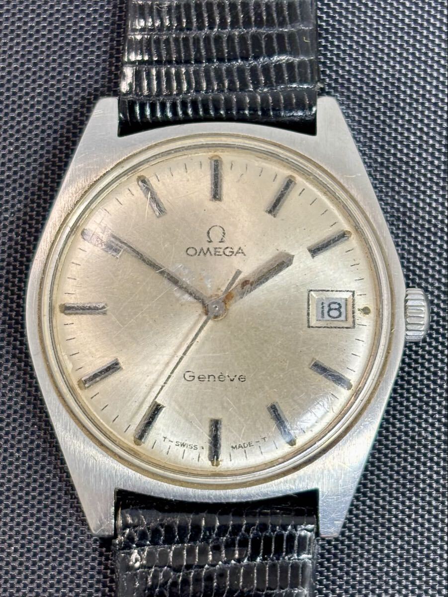 ★ OMEGA オメガ Geneve ジュネーブ Cal.613デイト シルバー ステンレス メンズ 手巻き 稼働中 31607