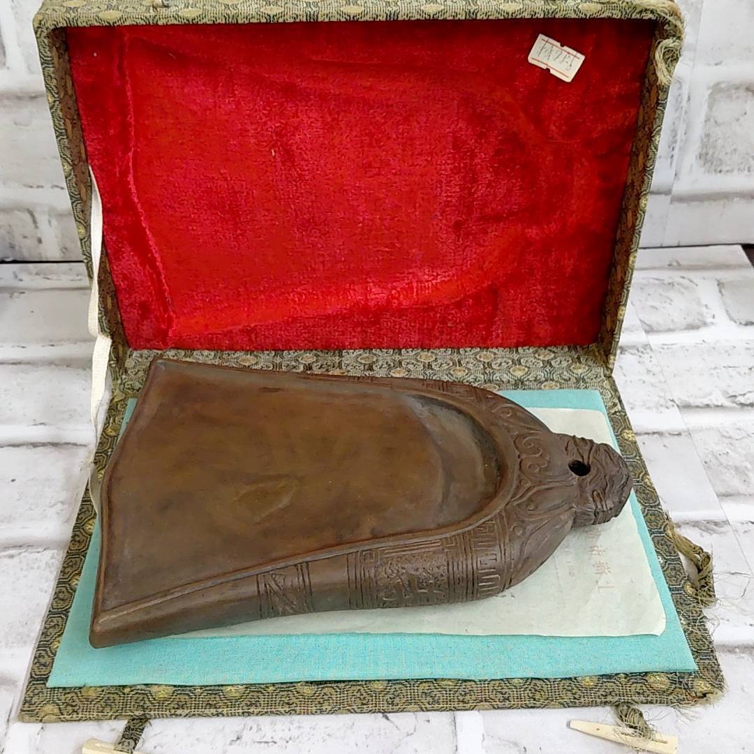 【TM0228〇①】中国製 硯 すずり 書道 箱付き 工芸品 硯箱、文箱 アンティーク コレクション