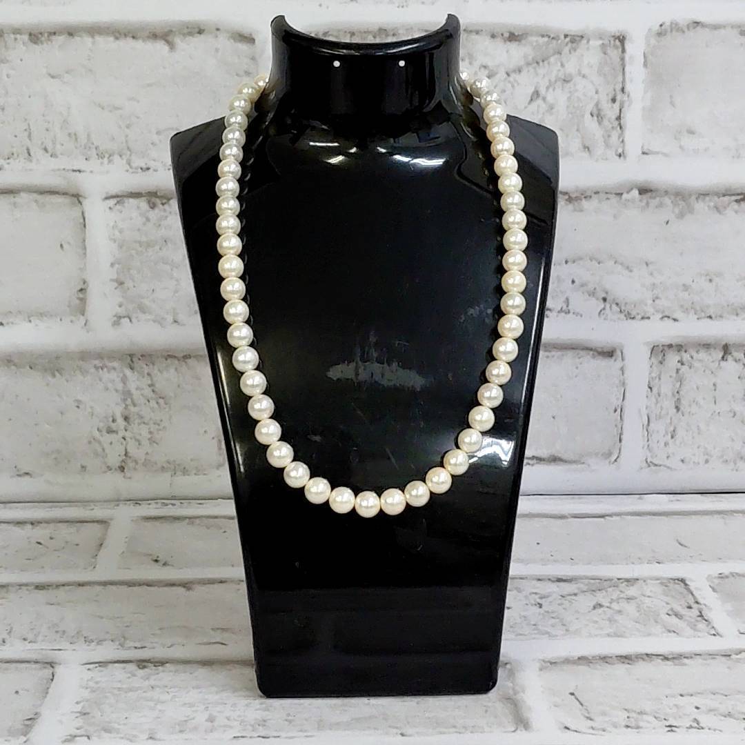 【TC0303②？】パールネックレス 留具SILVER刻印 約7.5mm ラウンド 約37.8g ケース付 アクセサリー レディース 冠婚葬祭