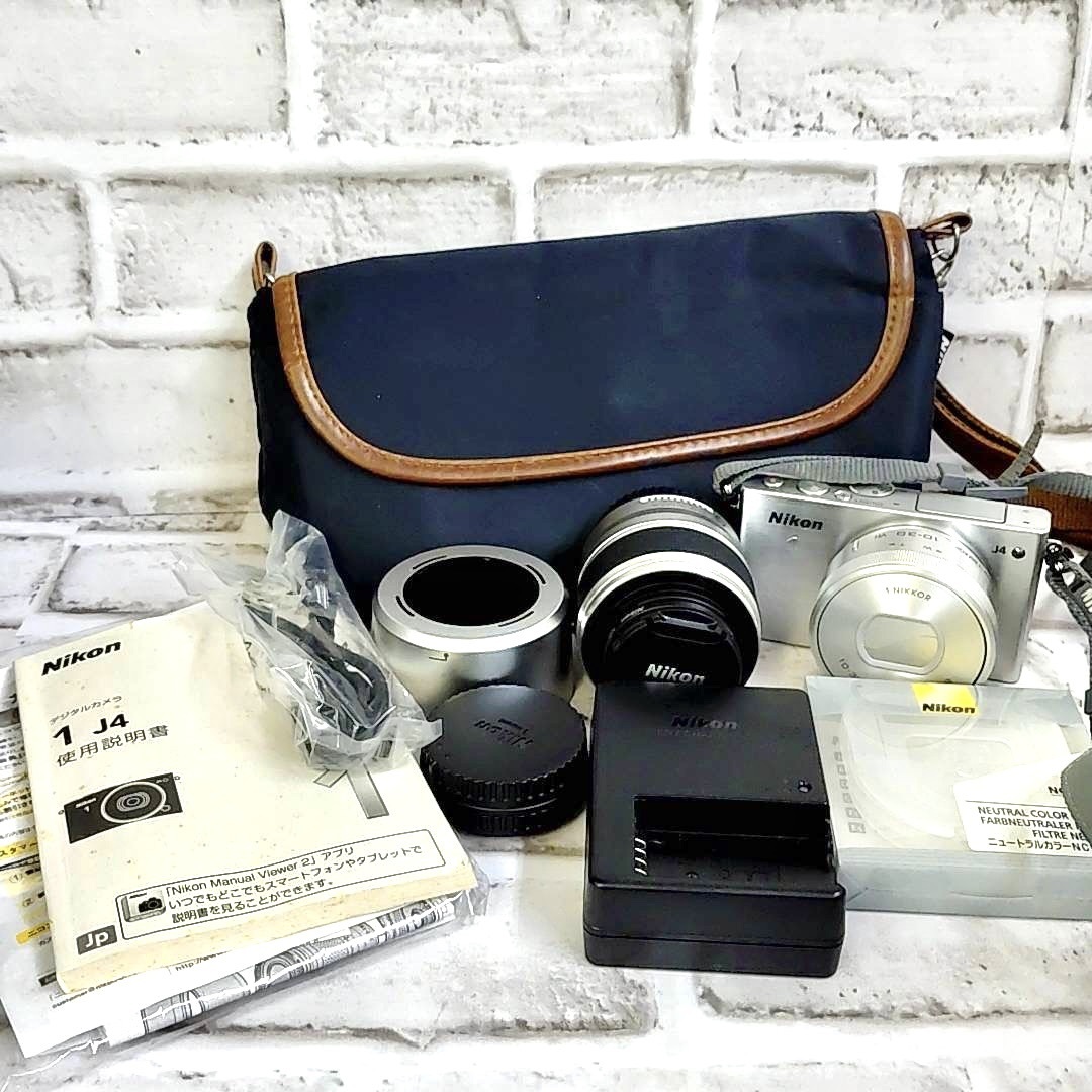 【TK0305④？】NIKON 1 J4 ダブルズームキット デジタルカメラ 1点 付属品有り 通電/動作確認◯ ニコン アンティーク レトロ コレクション 
