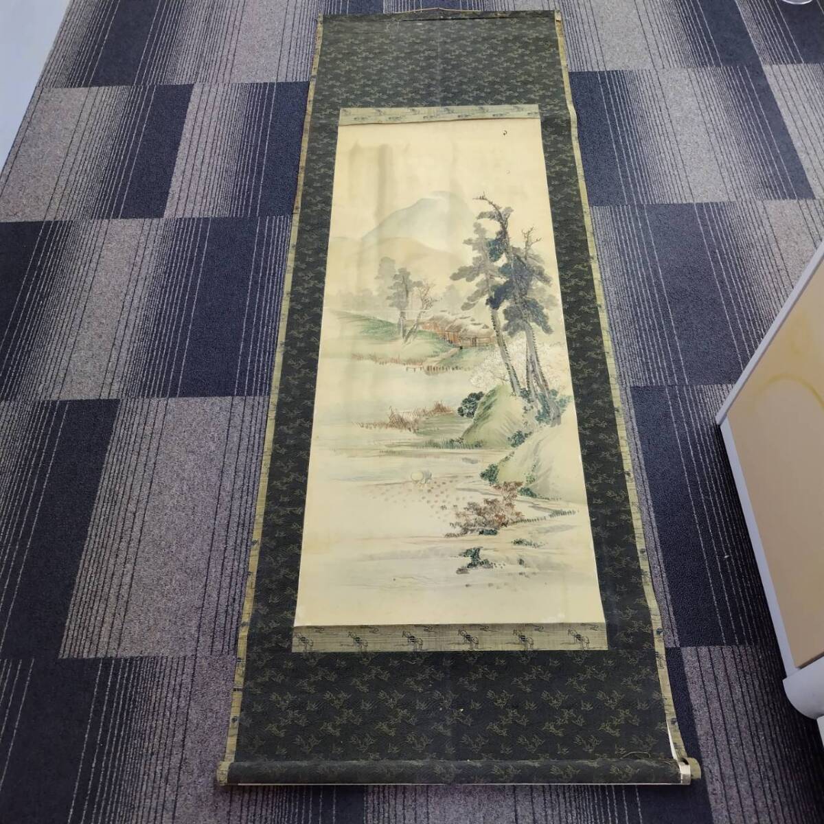 【T0305④〇?】掛け軸② 山水画 模写 作者名無し 淡彩山水 美術品 書 アンティーク コレクション