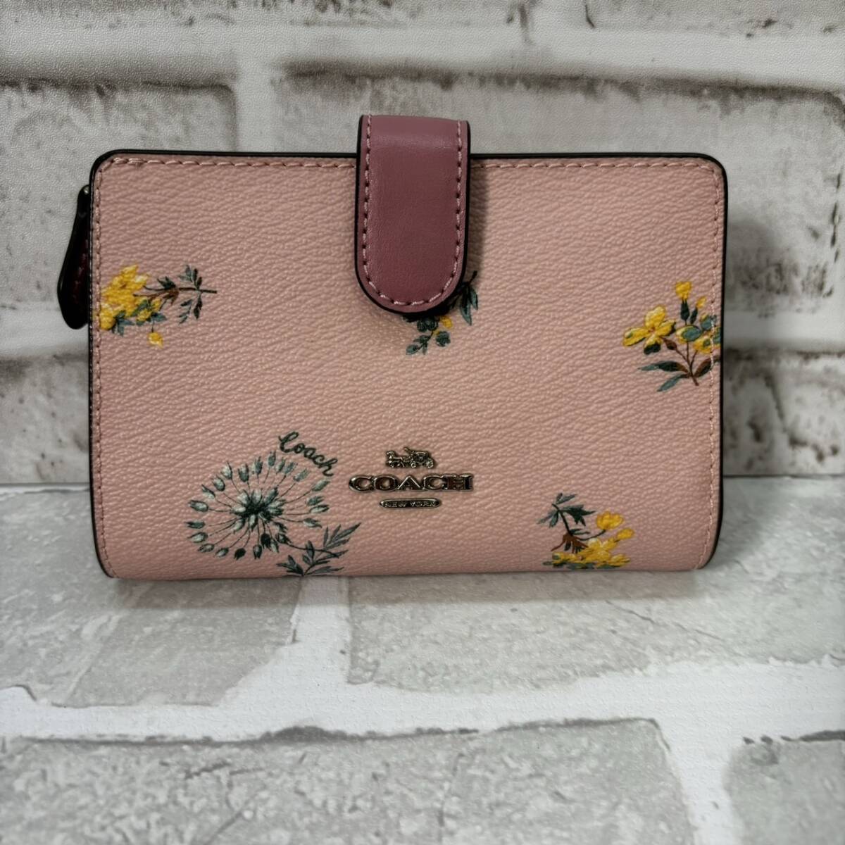 【TM0304②】COACH 2885 財布 花柄 ピンク レディース コーチ 二つ折り ウォレット