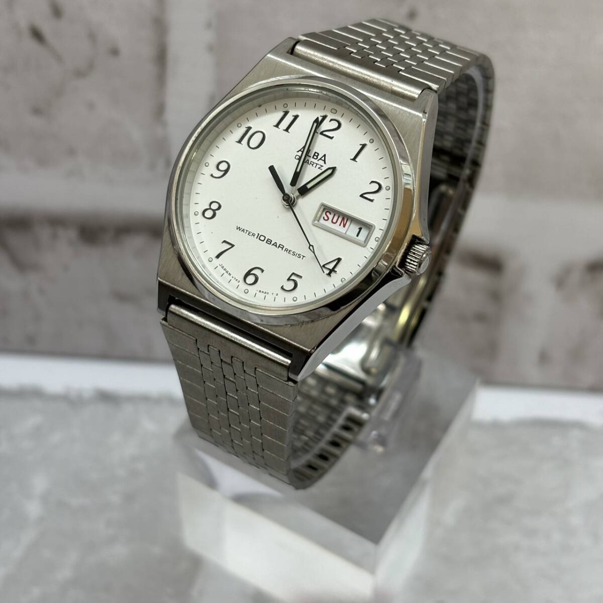 【TM0304】ALBA 10BAR RESIST V743-8A10 不動 クォーツ アルバ メンズ 腕時計