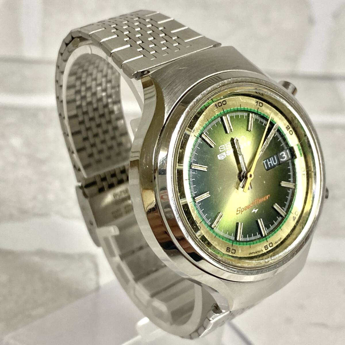【TH0317①？】SEIKO 腕時計 1点 5SPORTS 7015-8000 稼働品 セイコー スピードタイマー グリーングラデ文字盤